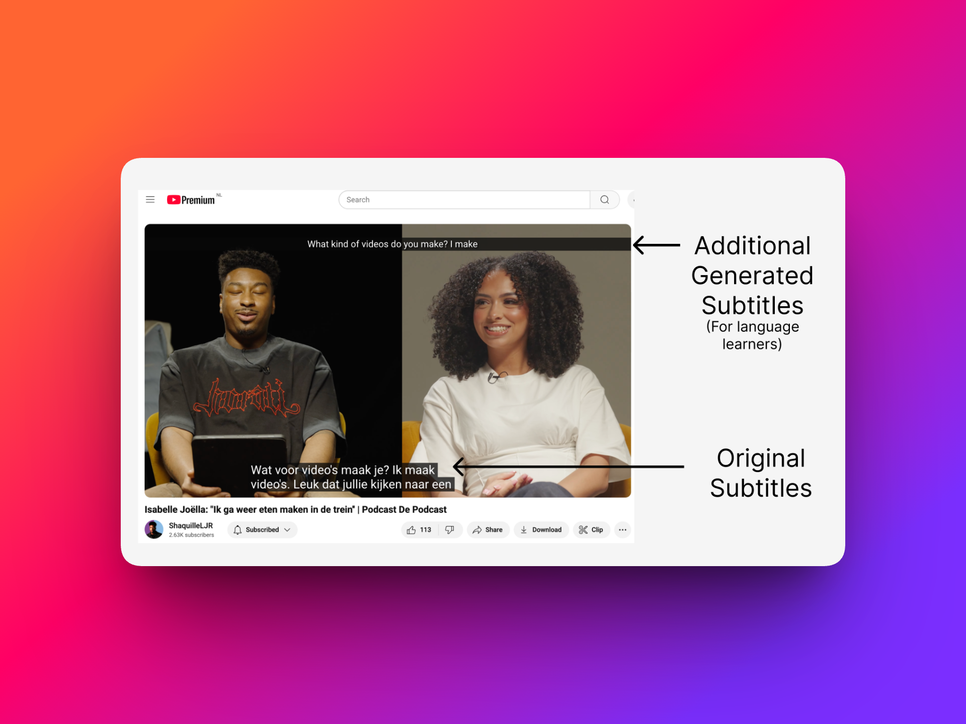 YouTube Dual Subtitles